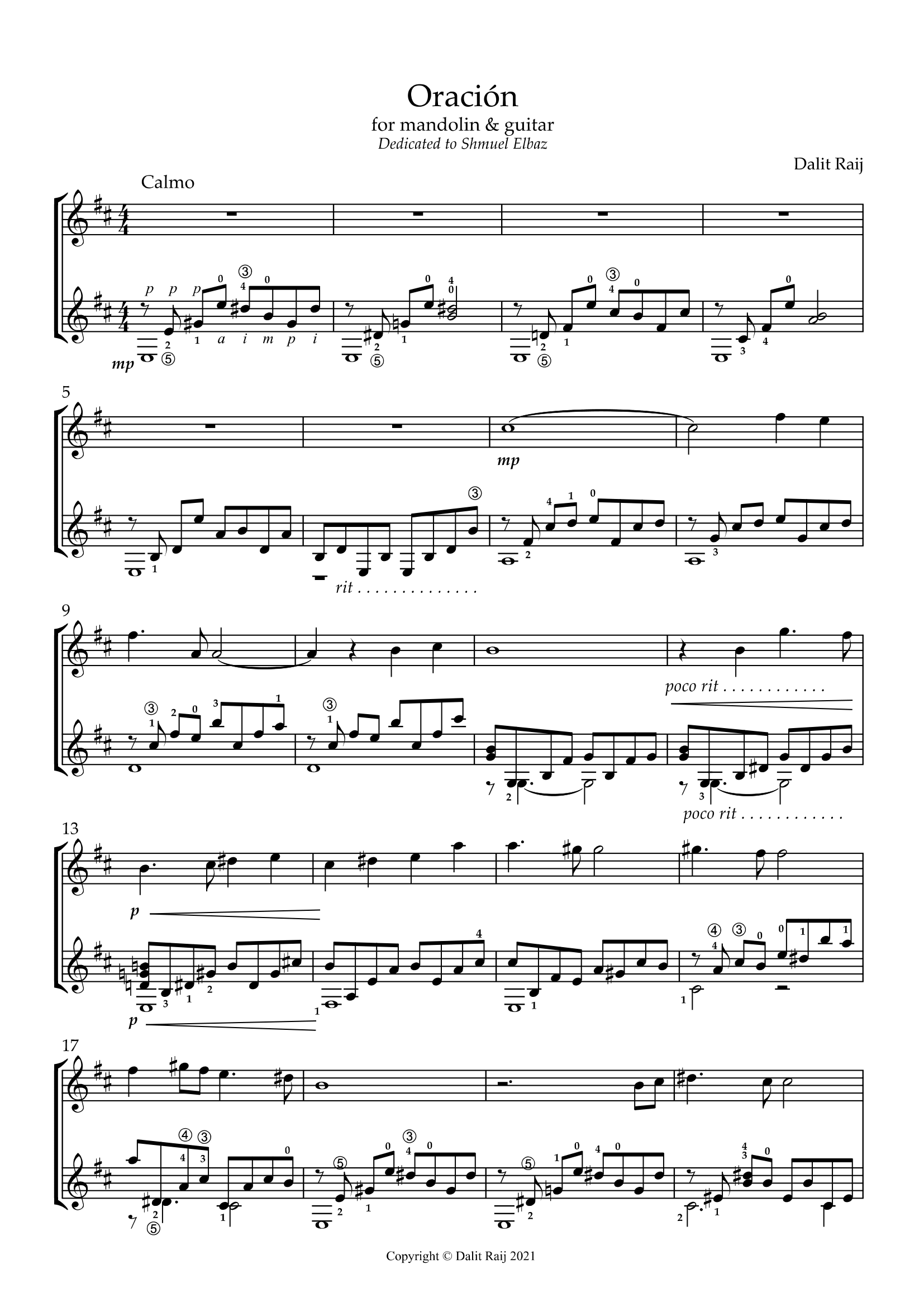 Oracion first page- Full Score-1 ספרים: דלית רייך - תפילה / Oración - PDF